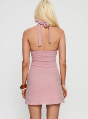 Golden Era Halter Mini Dress Red Stripe