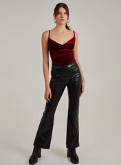 Flare Leather Look Trousers