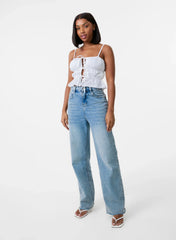 Tie Front Broderie Cami Top