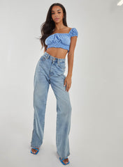 Square Neck Cropped Broderie Top