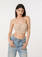 Bandeau Eyelet Detail Corset Top