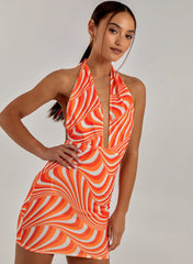 Swirl Print Halterneck Mini Dress