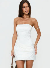Annibella Strapless Drape Mini Dress White