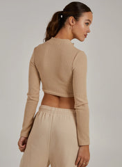 Chunky Brushed Rib Zip Up Top