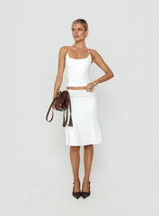 Zenaide Lace Detail Halter Tank Top White