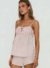 Harwin Gathered Bust Babydoll Top Pink Stripe