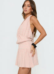 Joelie Halter Draped Mini Dress Pink / Grey Stripe