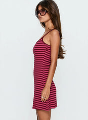 Rydar Scoop Mini Dress Red Stripe