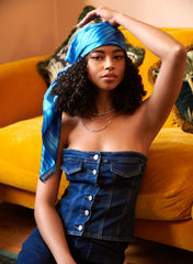 Bandeau Button Up Denim Corset Top