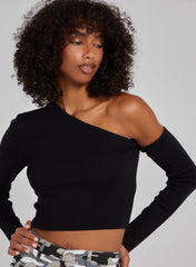 One Shoulder Long Sleeved Top