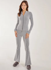 Two Tone Rib Double Zip Top