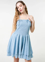 Shirred Ruffle Mini Dress