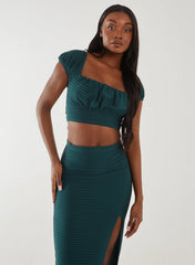 Textured Jersey Puff Sleeve Top