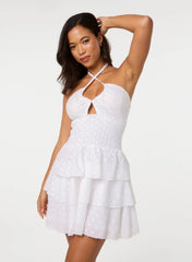 Broderie Tiered Mini Dress