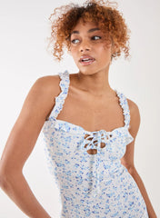 Ditsy Tie Skater Mini Dress