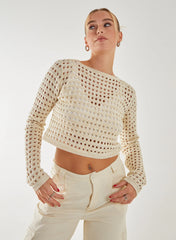 Metallic Long Sleeve Crochet Top