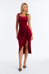 Sonia Draped Velvet Midi Dress