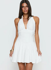 Imojen Halter Mini Dress White