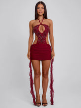 GERALDINE MINI DRESS BURGUNDY
