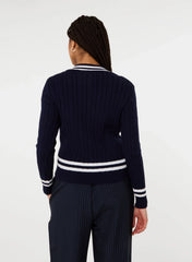 Contrast V-Neck Teddy Jumper