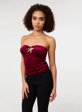 Soft Shimmer Velvet Texture Bra Cup Top