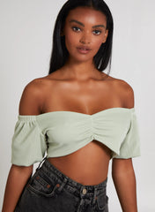 Waffle Rib Ruched Crop Top