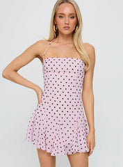 Delamere Mini Dress Pink / Black Polka Dot