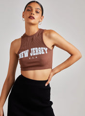 Printed Ribbed Crop Top