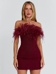 SHONA MINI DRESS BURGUNDY