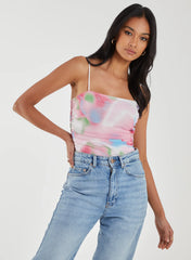Graphic Smudge Print Strappy Bodysuit