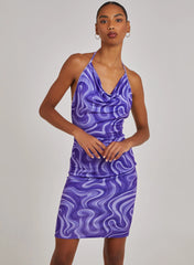 Swirl Print Halterneck Mini Dress