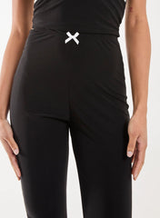 High Waisted Bow Detail Piping Flares