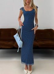 Sandberg Maxi Dress Blue Polka Dot