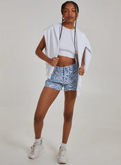 Swirl Print Denim Shorts