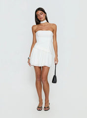 Odela Strapless Drop Waist Mini Dress White