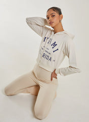 Miami Slogan Zip Up Hoodie