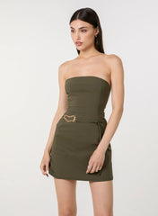 Bengaline Bandeau Dress With Gold Belt