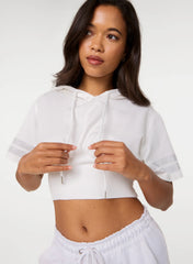 Cropped Diamante Detail Hoodie