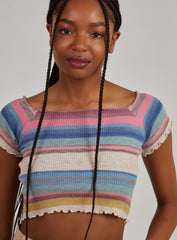 Space Dye Lettuce Hem Square Neck Crop Top