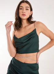 Diamante Strap Cowl Neck top