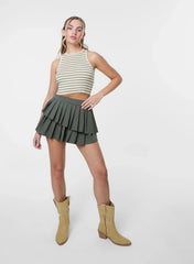 Pleated Asym Mini Skirt