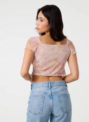 Short Sleeve Mesh Butterfly Top