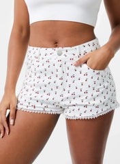 Ditsy Print Shorts with Lace