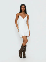 Summer Cider Embroidered Mini Dress White