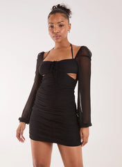 Long Sleeve Sweetheart Mini Dress