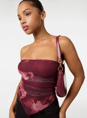 Smoke Print Ruched Bandeau Top
