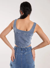 Denim Cropped Corset Top