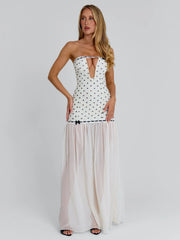 GIANA MAXI DRESS CREAM POLKA DOT
