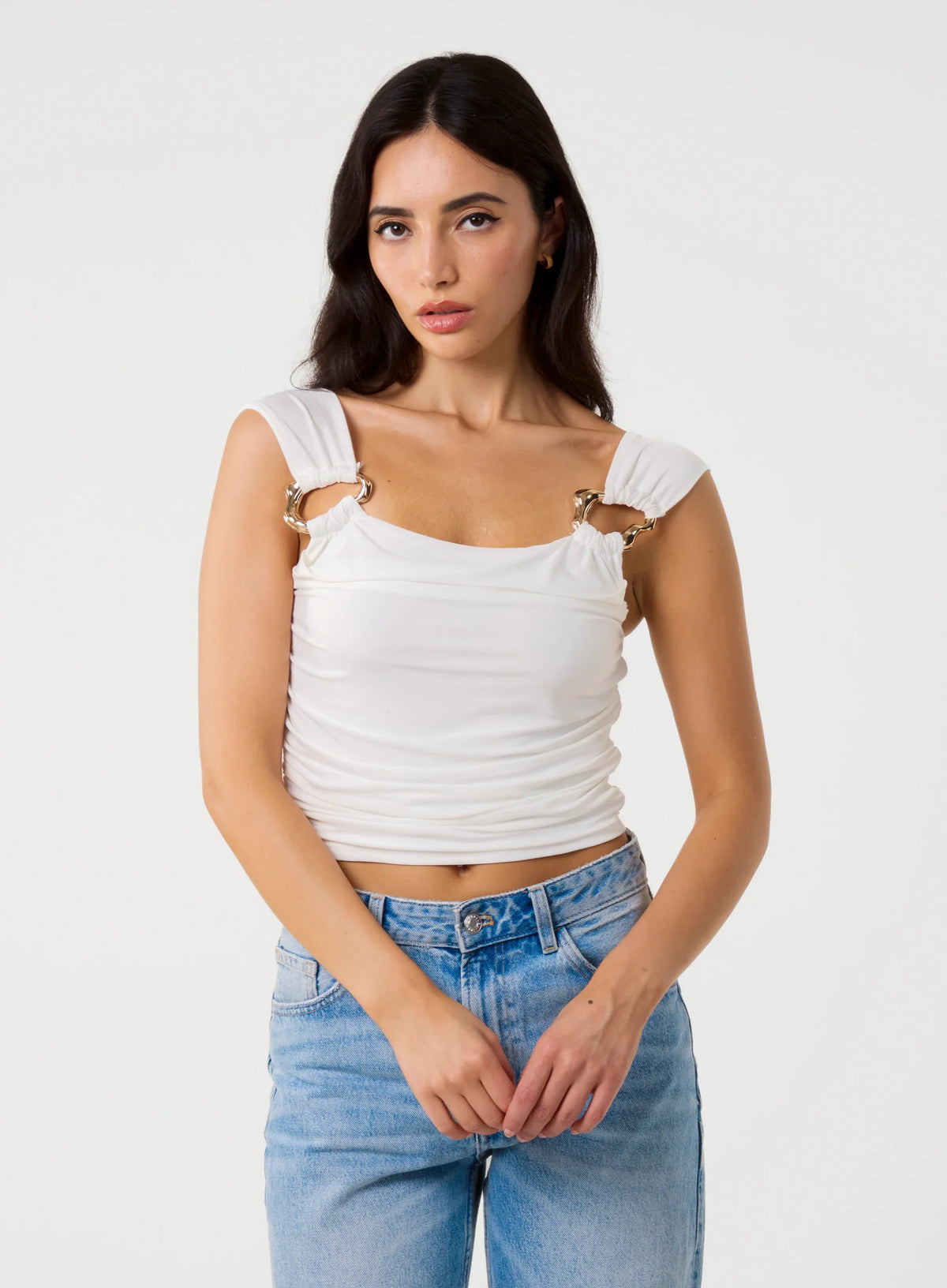 Gold Buckle Front Crop Top
