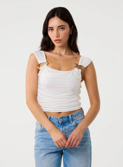 Gold Buckle Front Crop Top